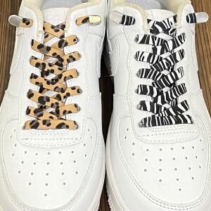 탄성 없음 넥타이 신발 끈 레오파드 프린트 컬러 플랫 스니커즈 금속 잠금   성인 한 사이즈는 모든 맞습니