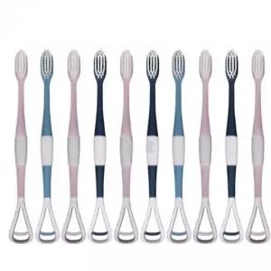 고품질 혀청소 브러쉬 2in1 구강 건강 칫솔 10개입 혀 클리너 양치용 (WFKIMN3)