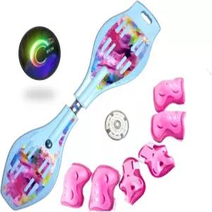 LED 플래시 휠이 내장된 마이 제이 보드 올인원 스케이트보드 청소년용 휠 피벗 경량 360도 캐스터 2개