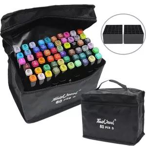 [하프클럽/알티피아]글로벌이지 터치쿨 마카펜 60색 파우치 홀더 포함 (더블헤드 유성 트윈마카)