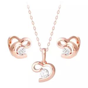 [라울스톤] 스윗 하트 펜던트 14K 금 목걸이 골드필드 핀 귀걸이 세트 42cm