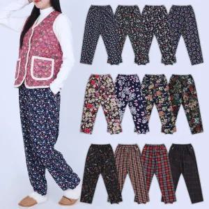 겨울 몸빼바지 김장 할매 엄마 촌캉스 꽃바지 고무줄 밴딩 누빔 일자 스판 꽃나염 편한