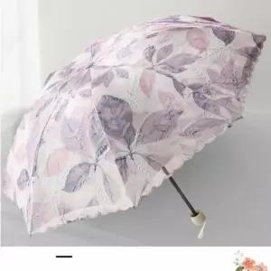 [하프클럽/]퍼플 트렌드 올 귀여운 나뭇잎 양산 3단 우산 휴대용