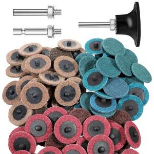 [미국배송] 92PCS 2인치 다이 그라인더 샌딩 디스크 1/4인치 롤 잠금 디스크 홀더가 있는 나일론 표면 컨디셔닝 스트립 그라인드 폴리시 버 마감 미세 미디엄 코스용