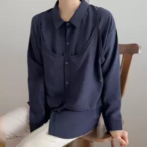 여자 레이어드 뷔스티에 빅사이즈 루즈핏 가을 셔츠