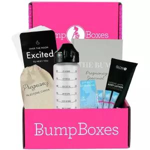 Bump Boxes 임산부를 위한 임신 1기 선물, 물병, 저널, 로션 및 마일스톤 카드, 어머니를 위한 선물