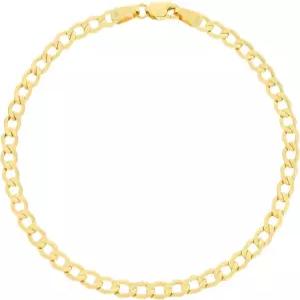 누라골드 10k 리얼 옐로우 골드 쿠바 커브 링크 3.5mm 체인 팔찌 또는 발찌 (7-9인치) 이탈리아 남성