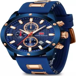 미니 포커스 남성 캐주얼 스포츠 시계(크로노그래프/방수/야광/캘린더) 실리콘 밴드 패션 쿼츠 시계