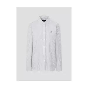 [국내매장정품] 빈폴 BEANPOLE LADIES [Essential] 옥스퍼드 스트라이프 셔츠 그린 (BF4764E02M) BF4764E02