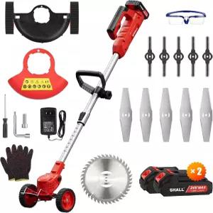 SHALL 24V 무선 잡초 제거기 3-in-1 전기 잔디 줄 트리머 에지 텔레스코픽 브러시 커터 야드 가든용 3종