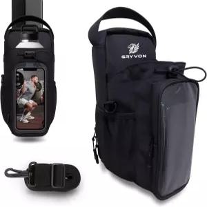 남녀용 마그네틱 짐 가방 터치스크린 포켓 물병 홀더가 있는 작은 슬링 파우치 5배 강력 자석 크로스바디