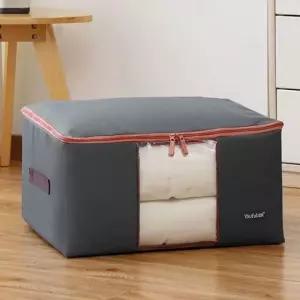 이불 정리 보관함 다용도 리빙 박스 대형 그레이 캔버스 수납함 (WFKAWP5)