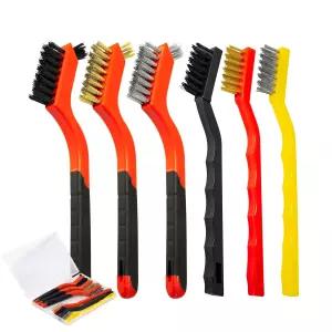 6Pcs 와이어 브러시 세트 스테인리스 스틸/황동/나일론 강모 녹 제거용 스크래치 용접 슬래그 페인트 및