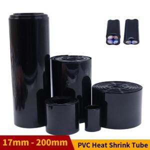 18650 리튬 배터리 열 수축 튜브 폭 17mm ~ 200mm 이온 랩 커버 스킨 PVC 필름 검정색 절연 외장