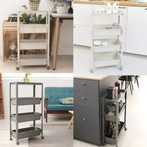 세탁실 주방 욕실 틈새수납장 선반 3단 4단 트롤리 기저귀 이동 이동식