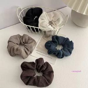 예쁜 랜덤 골지 머리끈x3개 밴드 컬러 곱창qrs474