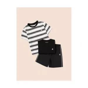 빈폴 키즈 스트라이프  솔리드 티셔츠와 반바지 3PCS 상하 세트 블랙 (BI5442U015) 307054