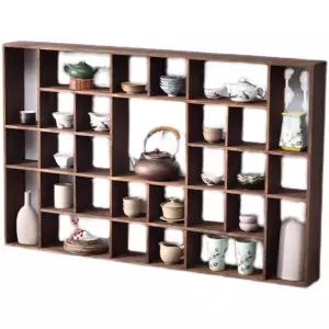 원목 머그컵 진열장 수납 장식장 선반 그릇장 카페