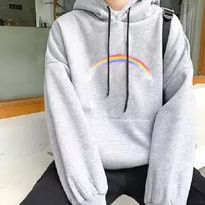 무지개 프린팅 기모 깔끔하고 후드티 패션 따듯한