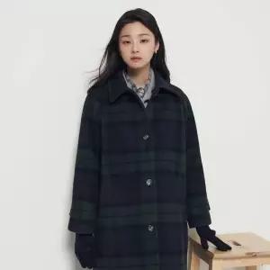 [백화점 정품] 빈폴 레이디스 발마칸 체크 롱 코트 - 네이비 BF5Y30C16R