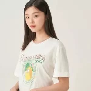 [백화점 정품] 빈폴 레이디스 레몬 모티브 오버핏 반소매 티셔츠 - 화이트 (BF5742C071)
