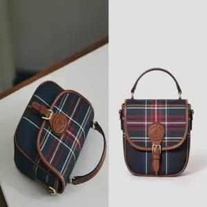 [백화점 정품] 빈폴 액세서리 [Re-edition] 클래식 체크 탑 핸들 백 - 네이비 [BE61D3M14R]