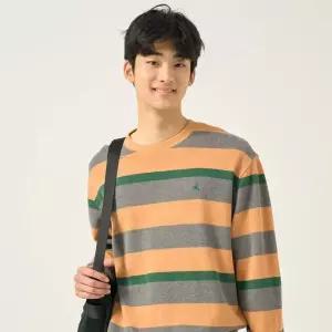 [백화점 정품] 빈폴 멘 [FW25]소프트 코튼 볼드 스트라이프 라운드넥 티셔츠 - 브릭 BC5941C22C LL