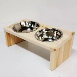밥그릇 원목애견식탁 2구 원목식탁 애견식기 그로우