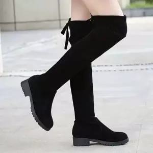 스웨이드 싸이하이 스트레치 롱부츠 여성 오버니 부츠