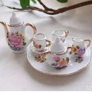 인테리어 URA372E2 장식 소품 찻잔세트 도자기 미니어쳐 취미