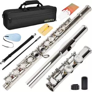초보자 및 모든 레벨을 위한 전문 실버 도금 C 플루트 인체공학적 디자인의 16개의 키 클로즈 홀 휴대용