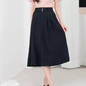 여자밴딩치마 1P 앞단추 포켓 핀턱 주름치마 롱스커트 WA6CE1D