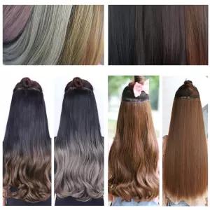 붙임머리 가발 투톤 컬러 헤어피스 긴생머리 웨이브 부분가발