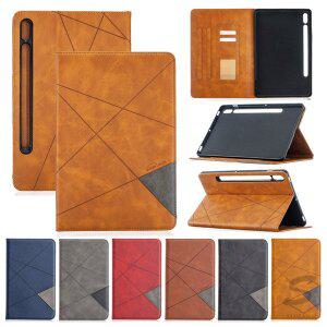 [수나르]갤럭시탭S8 S7 S6 S6라이트 S5e S4 5G 빈티지라인 스탠드 카드수납 가죽 케이스