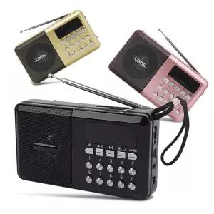 COMS 휴대용 충전식 효도 라디오 스피커 FM 마이크로 SD USB MP3 플레이어 소형 미니 