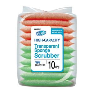 롯데 투명 스펀지 수세미 10p 대용량