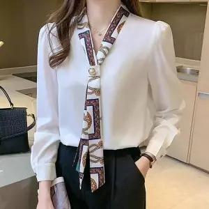 [오노마] ONM 오피스 하객룩 어깨셔링 타이 블라우스 심플 셔츠 (S8822493)