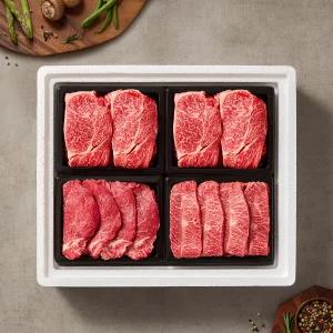 한우 선물세트 1+등급 구이2호 1.6kg/등2,안,특/각400g