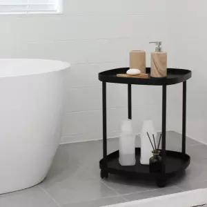 로엠가구 리티 이동 선반 바퀴달린 보조 수납 2단 미니 침대 협탁