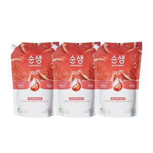 순샘 구연산 자몽향 주방세제 리필 1.2L x3개