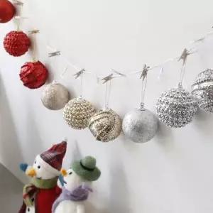 [텐바이텐][헤이스테이]크리스마스 스팽글 반짝이 볼세트 10개 실버 레드 샴페