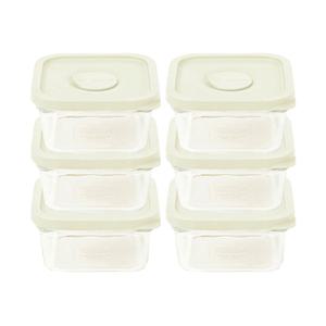 글라스락 햇밥용기 코코넛밀크 정사각소, 440ml, 6개