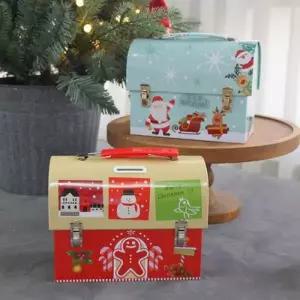 [텐바이텐]크리스마스 빈티지 손잡이 틴가방 틴저금통 3type 루돌프 쿠키 17x8.