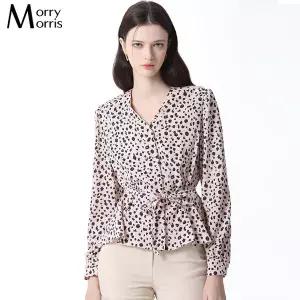 [하프클럽/모리모리스]레오파드 페블럼 블라우스