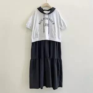 [하프클럽/] 런배색후드코디원피스 SMS197M406 빅사이즈