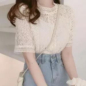 [오노마] ONM 캐미솔 레이어드 반팔 레이스 시스루 블라우스 (S16079429)