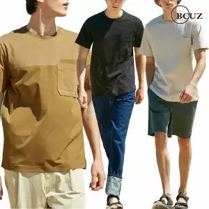 [하프클럽/비커즈]남성 포켓 반팔 티셔츠 3종택1