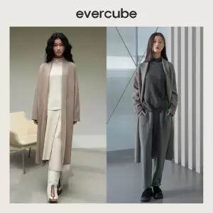 에바큐브 캐시미어100 헤링본 코트