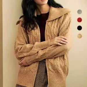 YUMMYKNIT 울 모시얀 케이블 카라 집업 니트 4종 택1