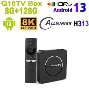 셋톱 박스 안드로이드 13 TV Q10 Allwinner H313 지원 2 4G 및 5G 듀얼 와이파이 8K 64G 128G 롬 미디어 플레이어 음성